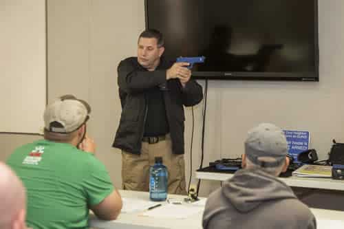 one of the Colorado Handgun Safety instructors teaching a class