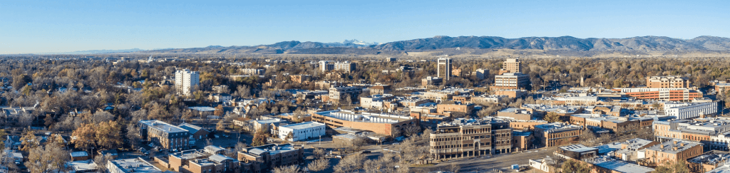 This image features a landscape view of Fort Collins, CO.