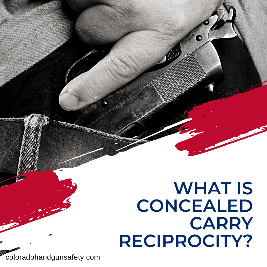 A picture of a concealed weapon and a blog title that reads, "What is Concealed Carry Reciprocity?"
