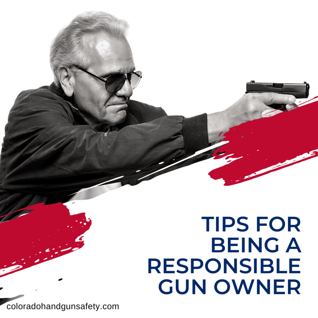 A picture of someone holding a handgun with the blog title that reads, "Tips for Being a Responsible Gun Owner"