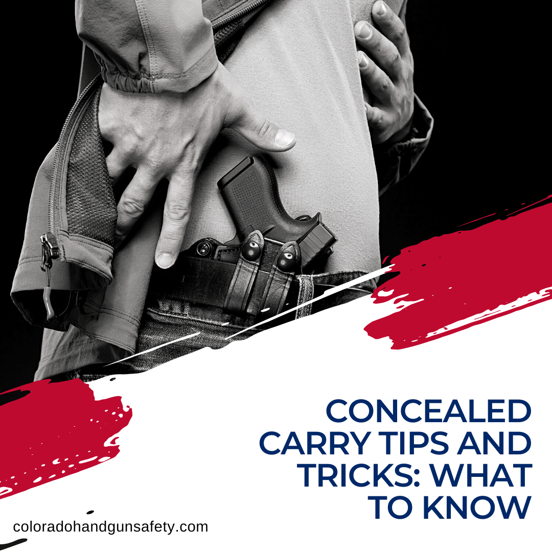 A picture of a man with a concealed carry weapon and the blog title that reads, "Concealed Carry Tips and Tricks: What to Know"