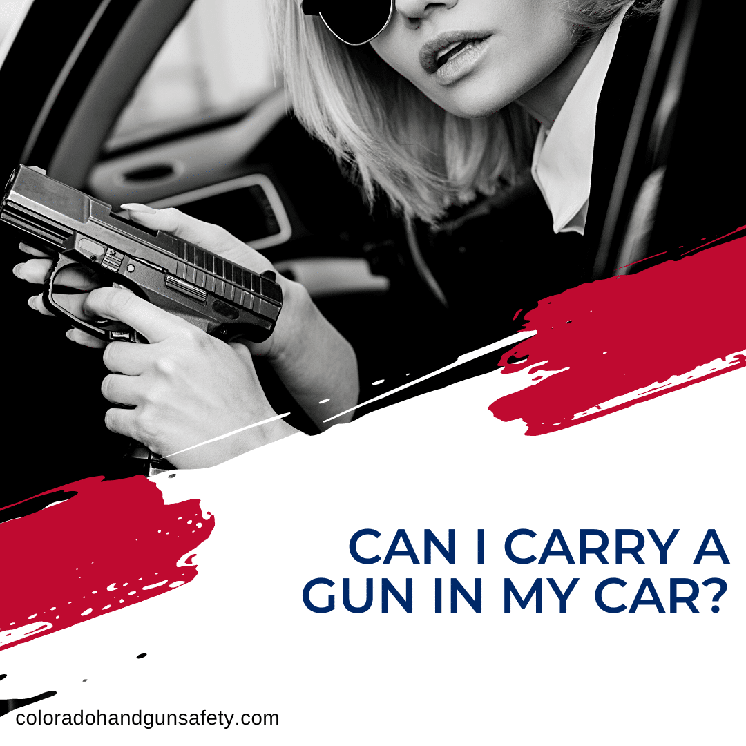 A woman exiting her vehicle holding a firearm